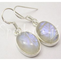 Stříbrné náušnice měsíční kámen ovál velký Náušnice