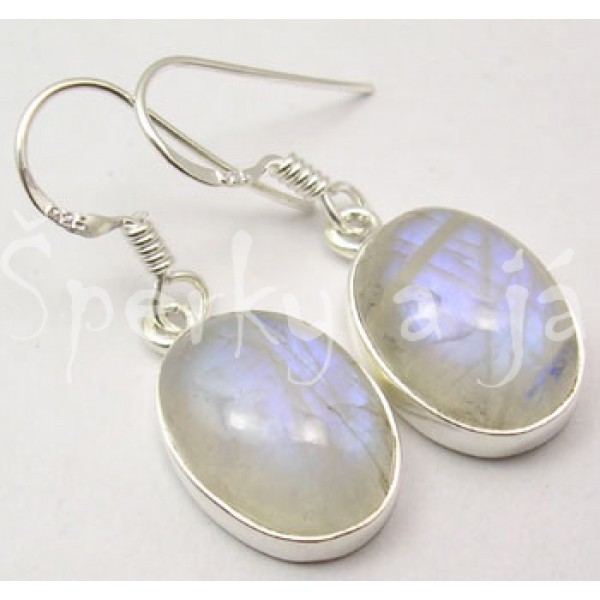 Stříbrné náušnice měsíční kámen ovál velký Náušnice