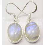 Stříbrné náušnice měsíční kámen ovál velký Náušnice