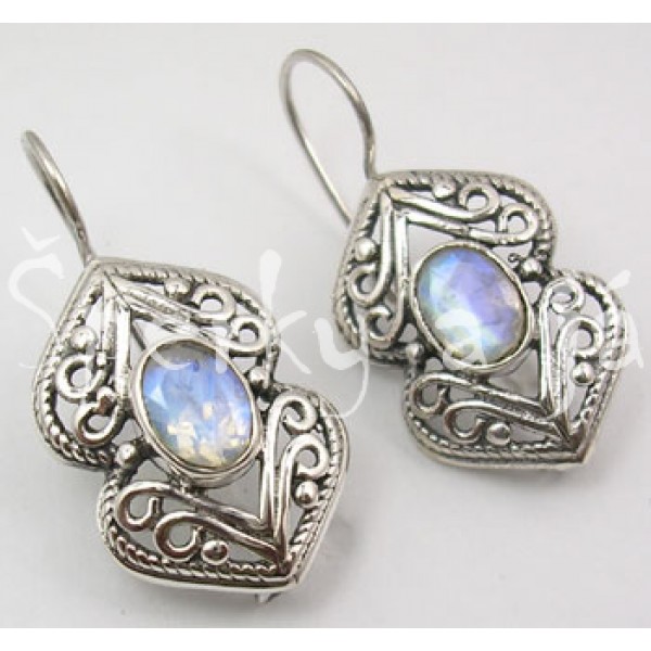 Stříbrné náušnice měsíční kámen šiška Náušnice