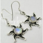 Stříbrné náušnice měsíční kámen slunce Náušnice
