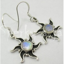 Stříbrné náušnice měsíční kámen slunce Náušnice