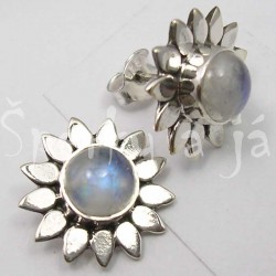 Stříbrné náušnice měsíční kámen sluníčko Náušnice