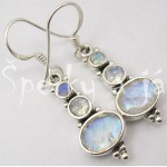 Stříbrné náušnice měsíční kámen sněhulák Náušnice