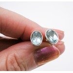 Stříbrné náušnice modrý topaz ovál Náušnice
