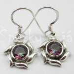 Stříbrné  náušnice mystický topaz kulaté Náušnice