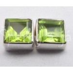 Stříbrné náušnice olivín čtverec Náušnice