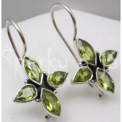 Stříbrné náušnice olivín čtyřlístek Náušnice