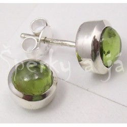 Stříbrné náušnice olivín kulaté Náušnice