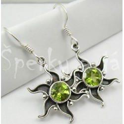 Stříbrné náušnice olivín slunce Náušnice