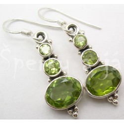 Stříbrné náušnice olivín sněhulák Náušnice