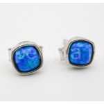 Stříbrné náušnice opál čtverec Náušnice