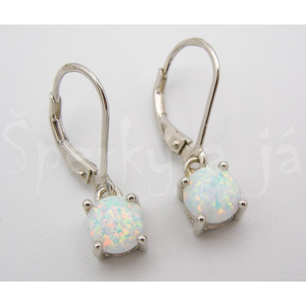 Stříbrné náušnice opál kulaté Náušnice
