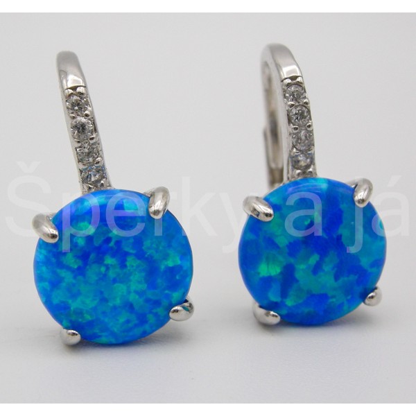 Stříbrné náušnice opál kulaté Náušnice