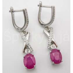 Stříbrné náušnice rubín dlouhé Náušnice