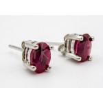 Stříbrné náušnice rubín ovál Náušnice