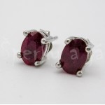 Stříbrné náušnice rubín ovál Náušnice