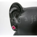 Stříbrné náušnice rubín ovál Náušnice