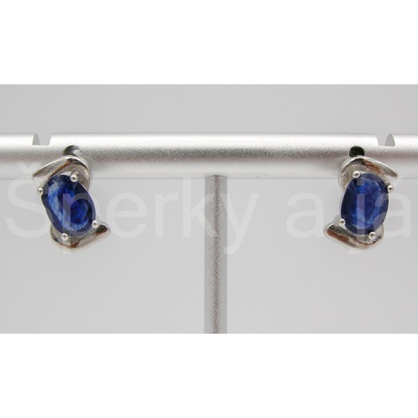 Stříbrné náušnice safír vlnka Náušnice
