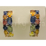 Stříbrné náušnice safíry multicolor Náušnice