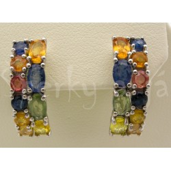 Stříbrné náušnice safíry multicolor Náušnice