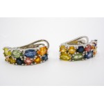 Stříbrné náušnice safíry multicolor Náušnice