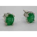 Stříbrné náušnice smaragd ovál Náušnice