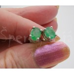 Stříbrné náušnice smaragd ovál Náušnice