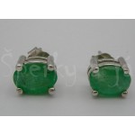 Stříbrné náušnice smaragd ovál Náušnice