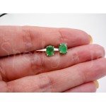 Stříbrné náušnice smaragd ovál Náušnice