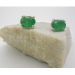 Stříbrné náušnice smaragd ovál Náušnice