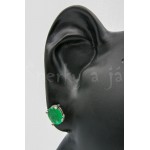 Stříbrné náušnice smaragd ovál Náušnice