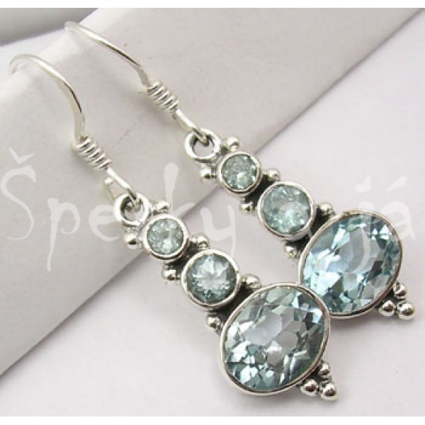 Stříbrné náušnice  topaz sněhulák Náušnice