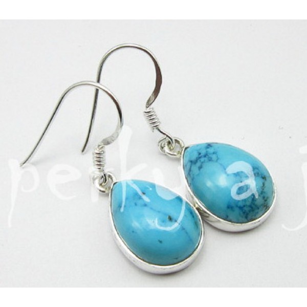 Stříbrné náušnice tyrkys kapka Náušnice