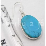 Stříbrné náušnice tyrkys ovál velký Náušnice