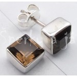 Stříbrné náušnice záhněda čtverec  Náušnice