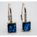 Stříbrné náušnice zirkon modrý čtverec Náušnice