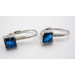 Stříbrné náušnice zirkon modrý čtverec Náušnice