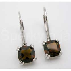 Stříbrné náušnice zirkon hnědý čtverec Náušnice