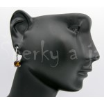 Stříbrné náušnice zirkon hnědý čtverec Náušnice