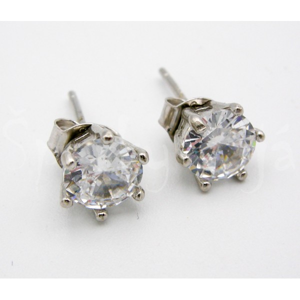 Stříbrné náušnice zirkon kulaté Náušnice