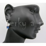 Stříbrné náušnice zirkon safír modrý čtverec Náušnice