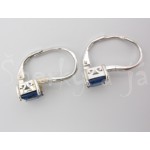 Stříbrné náušnice zirkon safír modrý čtverec Náušnice