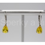 Stříbrné náušnice zirkon žlutý kapka Náušnice