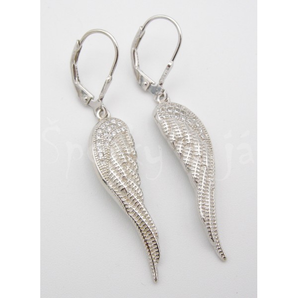 Stříbrné náušnice zirkony andělské křídlo Náušnice