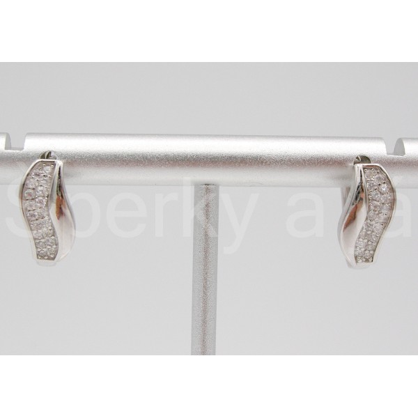 Stříbrné náušnice zirkony vlnka Náušnice