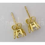 Stříbrné zlacené náušnice zirkon kulaté Náušnice