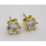 Stříbrné zlacené náušnice zirkon kulaté Náušnice