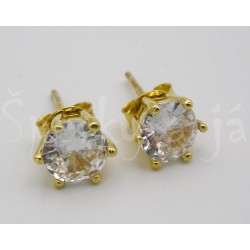 Stříbrné zlacené náušnice zirkon kulaté Náušnice