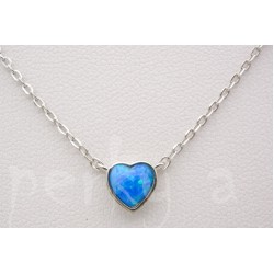 Stříbrný náhrdelník opál srdce